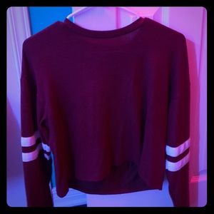 long sleeve silky maroon top from forever21